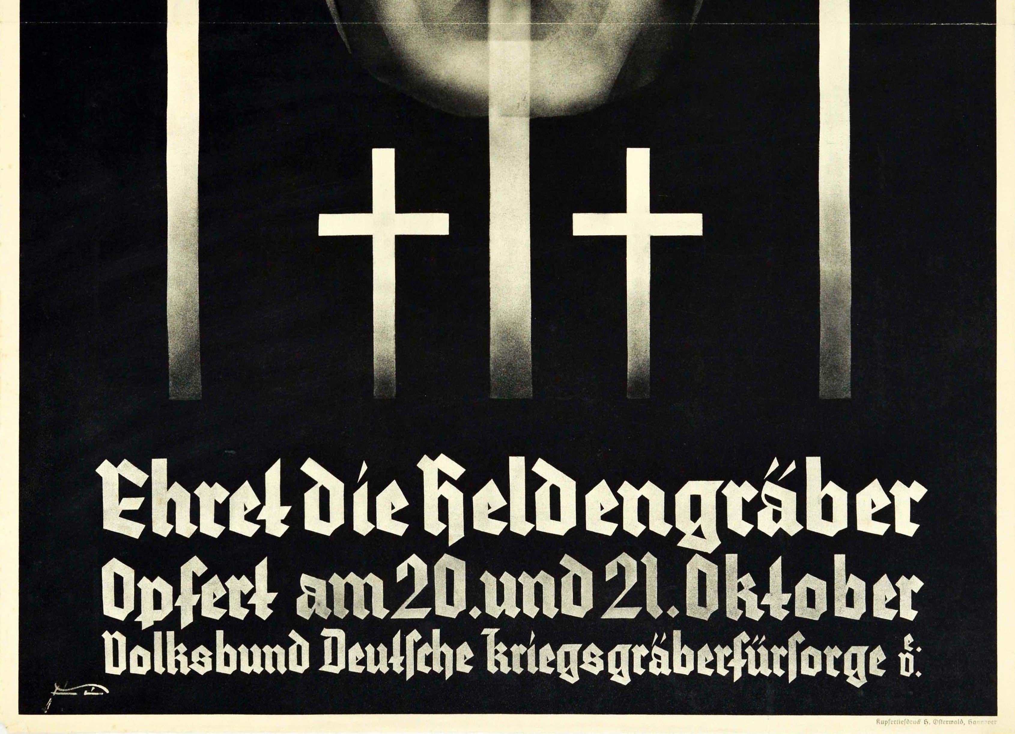 German Original Vintage Poster Honour The War Graves WWI Charity Ehret Die Heldengraber