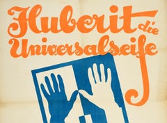 Original Vintage Poster Huberit Die Universalseife Universal Soap Clean Hands Ad