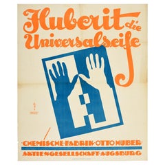 Original Vintage Poster Huberit Die Universalseife Universal Soap Clean Hands Ad