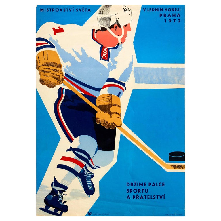 Original Vintage Poster Ice Hockey World Championships Prague Sport and  Friendship at 1stDibs | hockey poster drawing, posters hockey, vintage hockey  poster