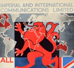 Poster originale d'epoca Imperial Eastern Marconi Communications Industria Britannica