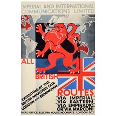 Original Vintage Poster Imperial Eastern Marconi Communications British Industry