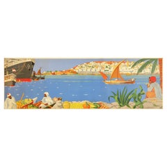 Original Vintage Poster In The Near East Cruise Ship Sailing Boats Travel Art