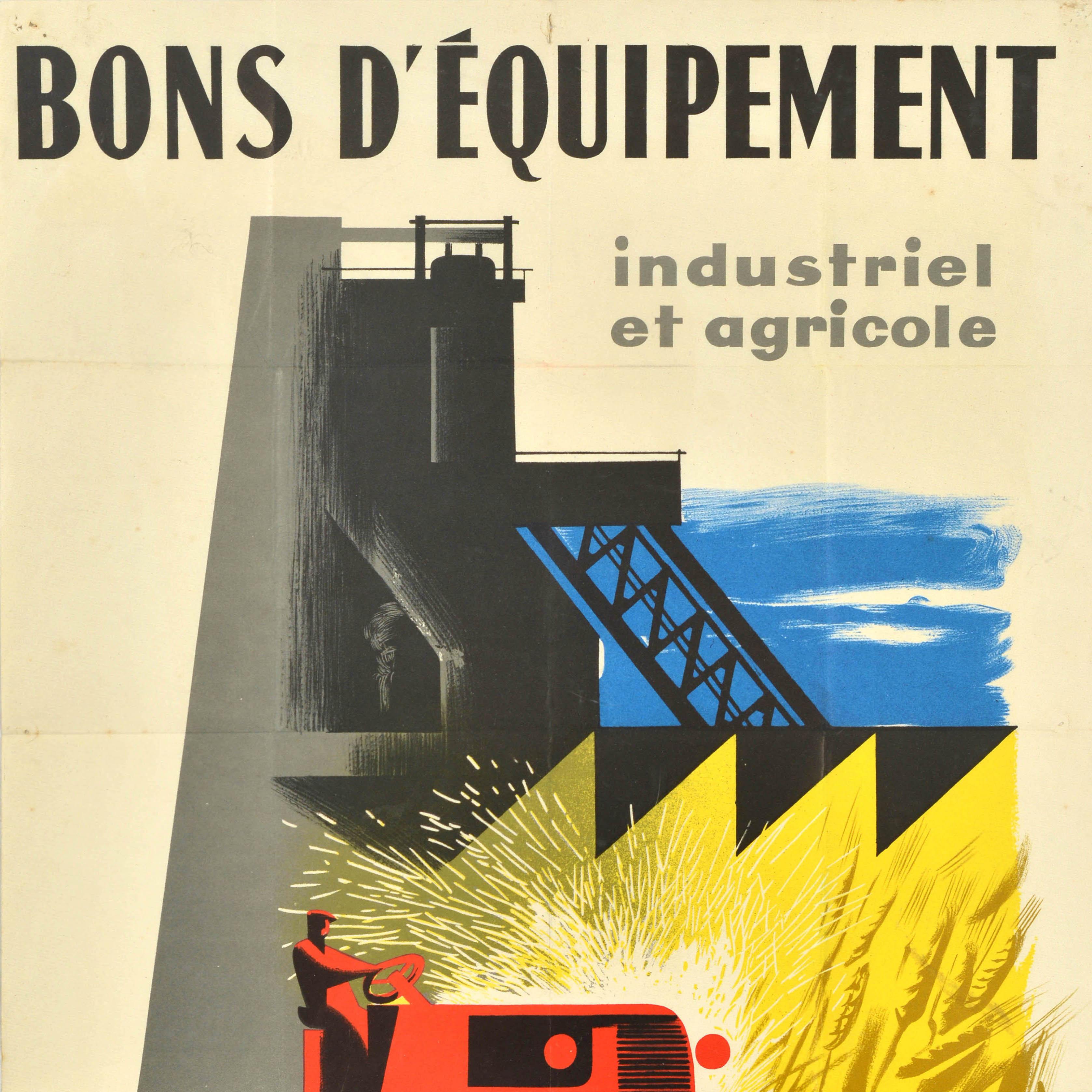 Original Vintage Poster Industrielle landwirtschaftliche Ausrüstung Gutscheine Castel Frankreich (Moderne der Mitte des Jahrhunderts) im Angebot