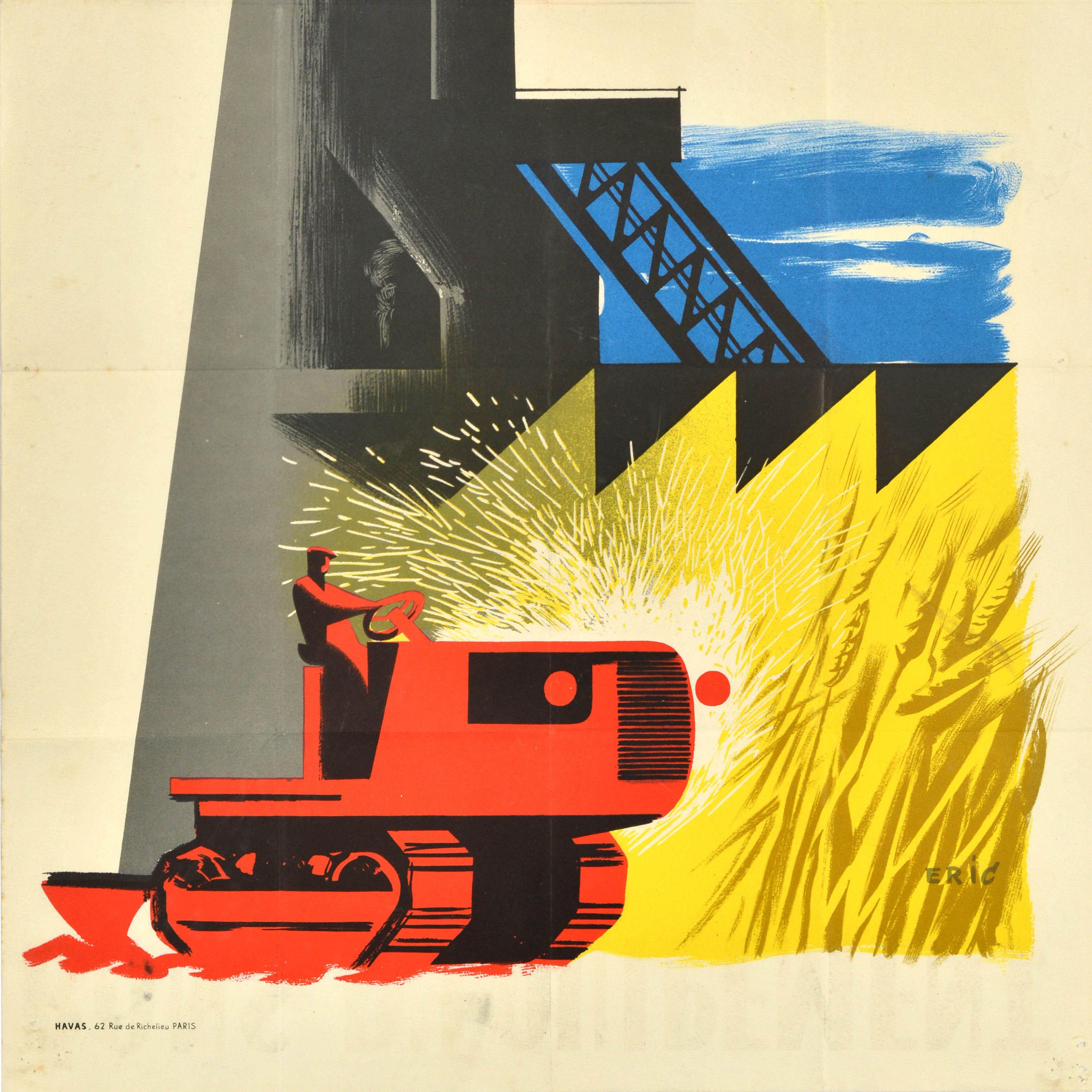 Original Vintage Poster Industrielle landwirtschaftliche Ausrüstung Gutscheine Castel Frankreich (Französisch) im Angebot