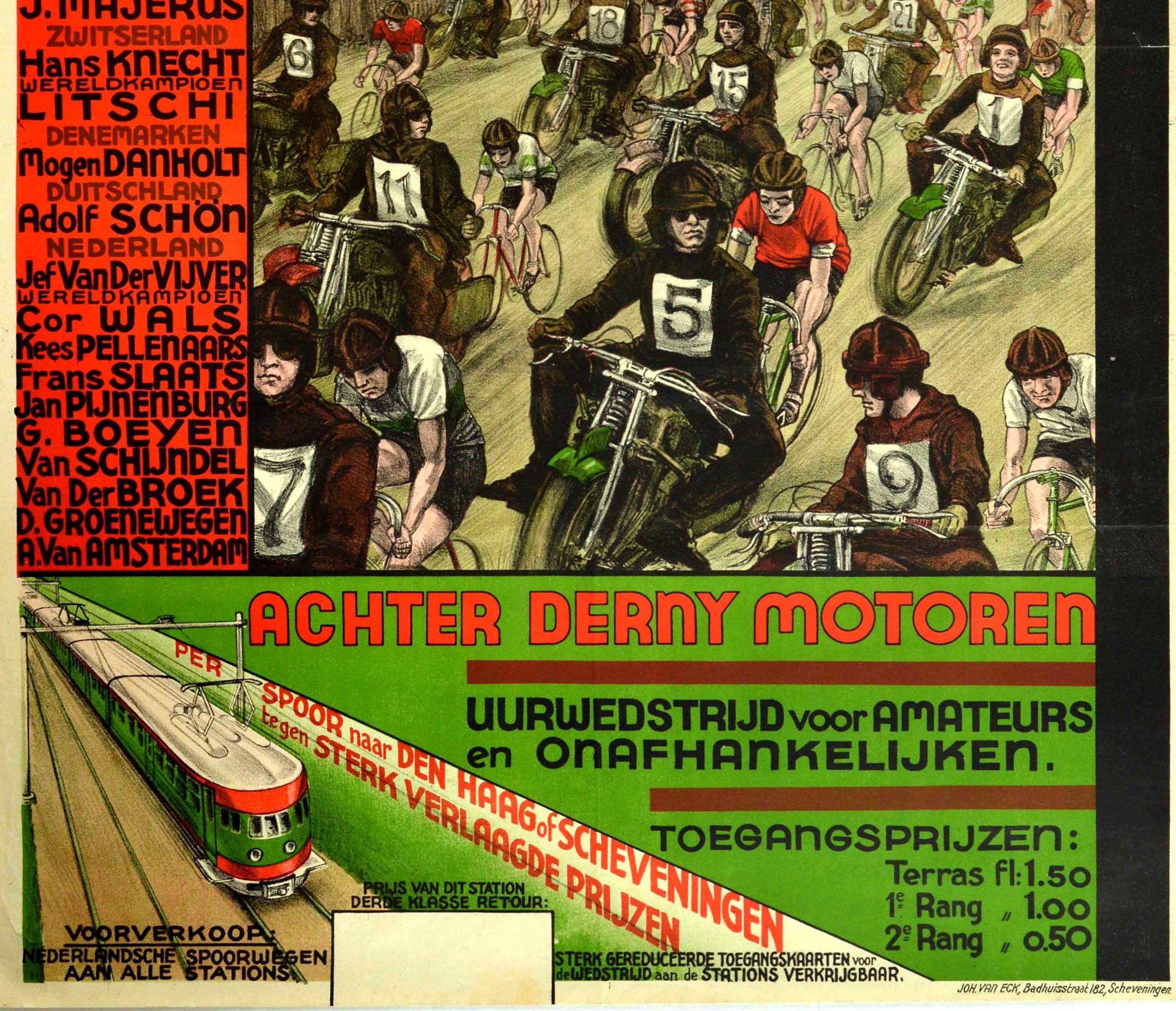 Dutch Original Vintage Poster International Grand Prix Scheveningen Motorcycle Cycling For Sale