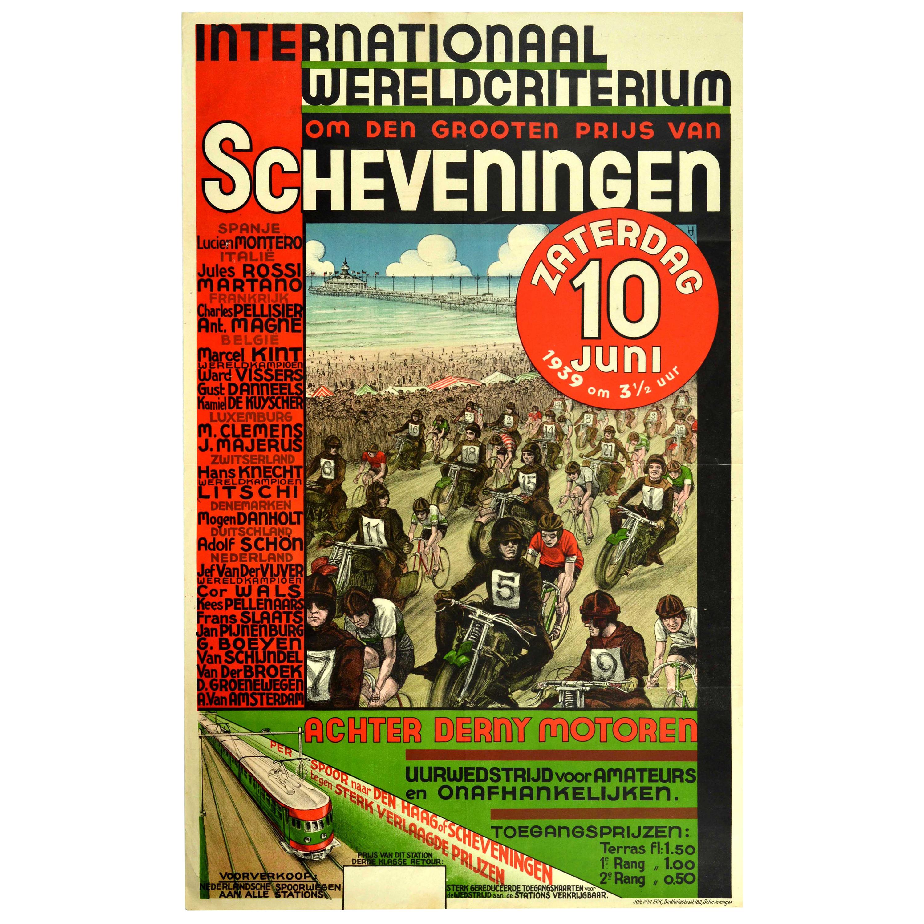 Original Vintage Poster International Grand Prix Scheveningen Motorcycle Cycling