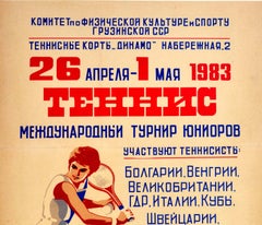 Original Vintage Poster International Junior Tennis Tournament Georgia Sport Art