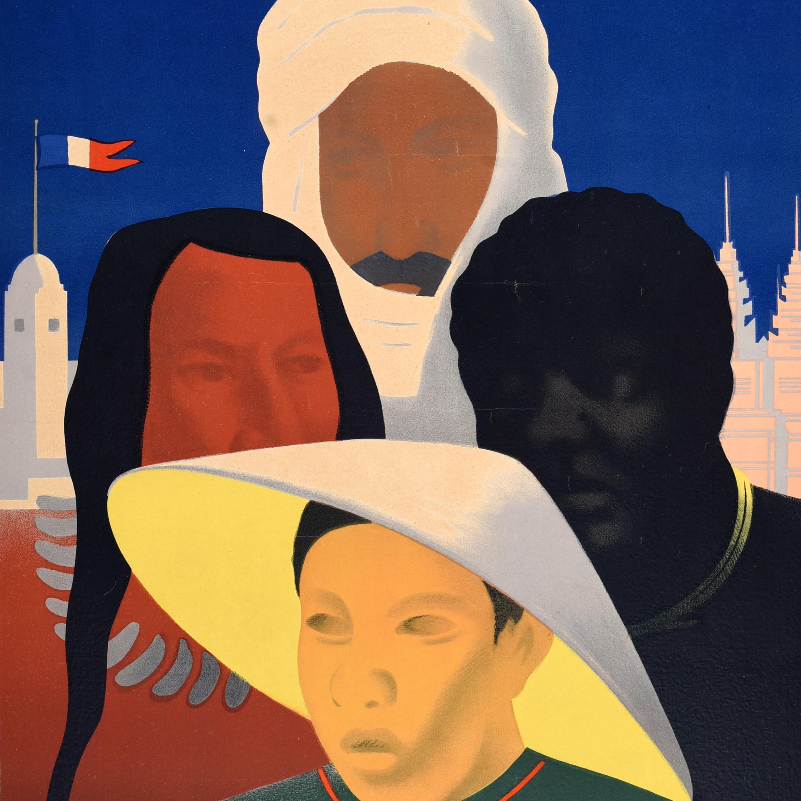 Poster originale d'epoca Mostra Internazionale d'Oltremare Parigi 1931 Francia In condizioni buone in vendita a London, GB