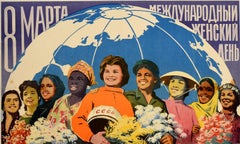 Original-Vintage-Poster, Internationaler Frauentag, 8. März, Valentina Tereshkova