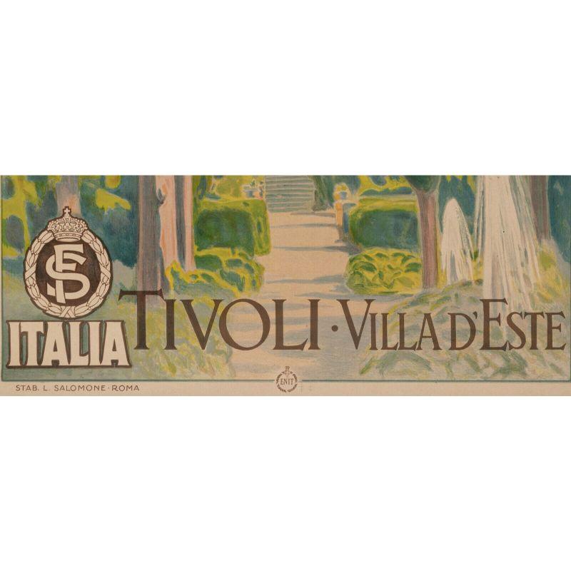 Original vintage Poster-Italia-Tivoli-Villa D'Este-Jardin-For, 1925

The image created here was commissioned by ENIT, the agency of the Italian Government founded in 1919 to promote rail travel throughout Italy. The anonymous artist successfully