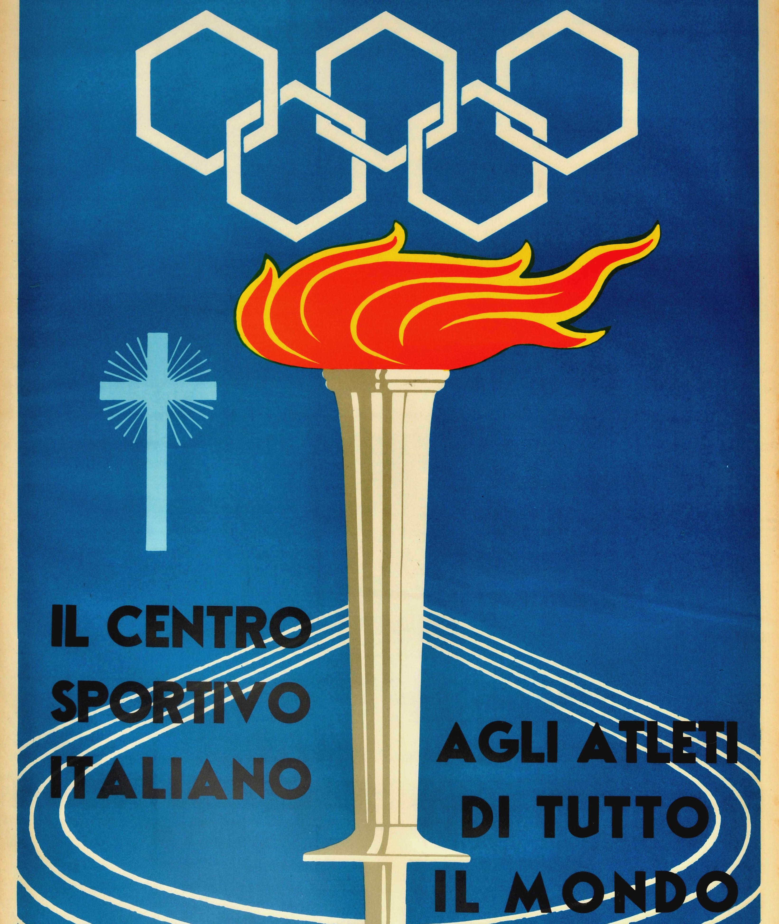 Original Vintage Poster Italian Sports Centre World Athletes Olympic Games Rome In Excellent Condition In London, GB