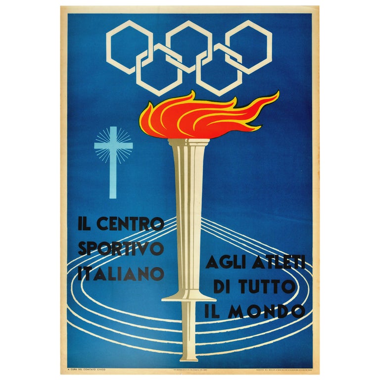 Original Vintage Poster Italian Sports Centre World Athletes Olympic Games Rome