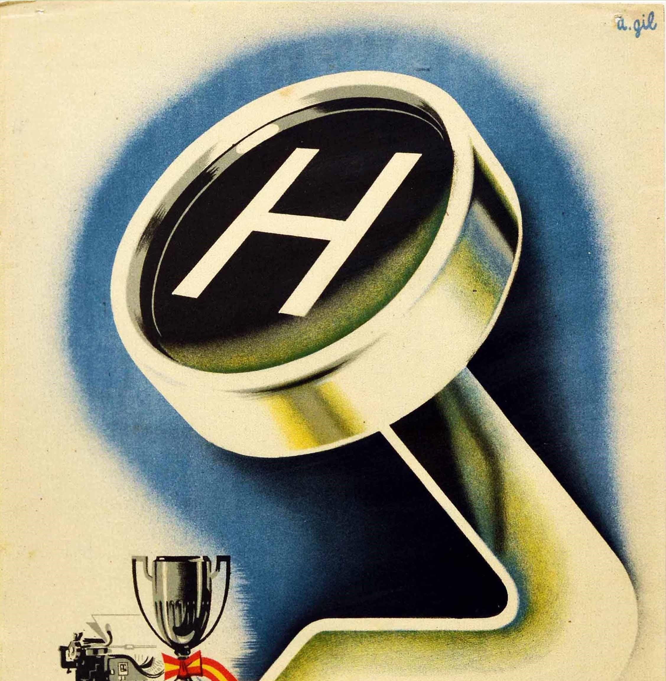 Spanish Original Vintage Poster IV Mecanografia Typing Championship Hispano Olivetti - H For Sale