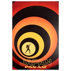 Original Vintage Poster Japan Pan Am Travel Art Dancer James Bond Style Design