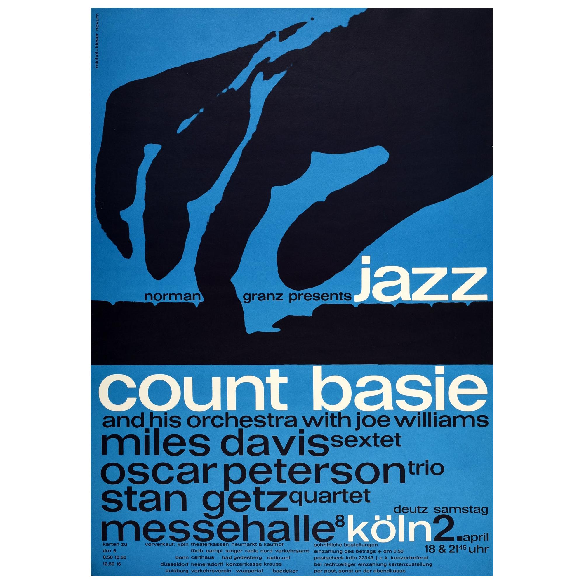 Original Vintage Poster Jazz Music Concert Count Basie Miles Davis Stan Getz ...