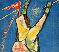 Póster Original Vintage Jeux Olympiques D'Hiver St Moritz 1948 Juegos Olímpicos de Invierno