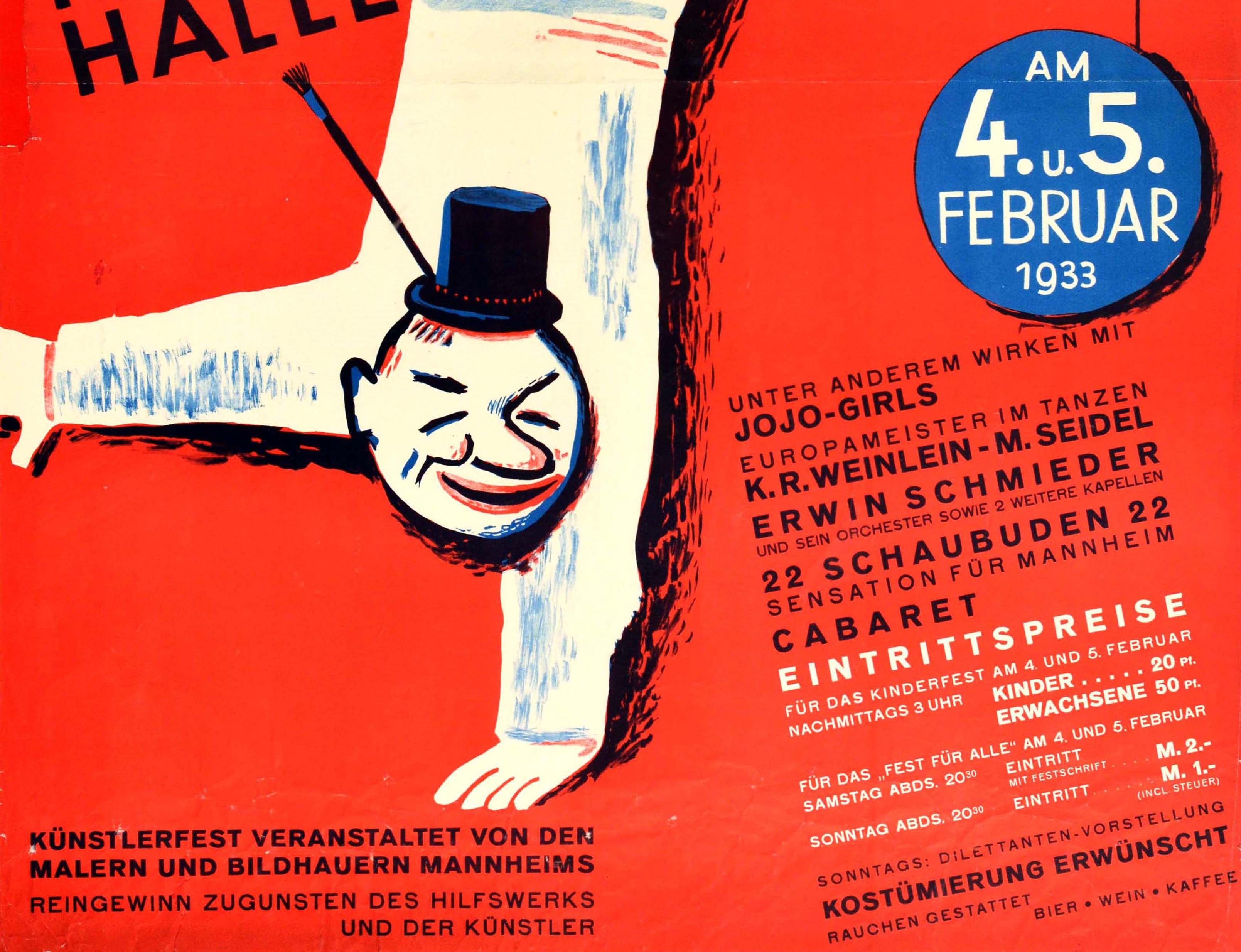 German Original Vintage Poster Jojo Festival For All Clown Dance Music Show Cabaret Art For Sale