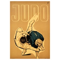 Affiche vintage d'origine pour la promotion des arts martiaux du judo et de l'art du tournage, conception d'œuvres d'art