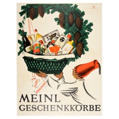 Original-Vintage-Poster Julius Meinl Geschenkkorbe, Geschenkkorb, Lebensmittel, Getränke, Hamper