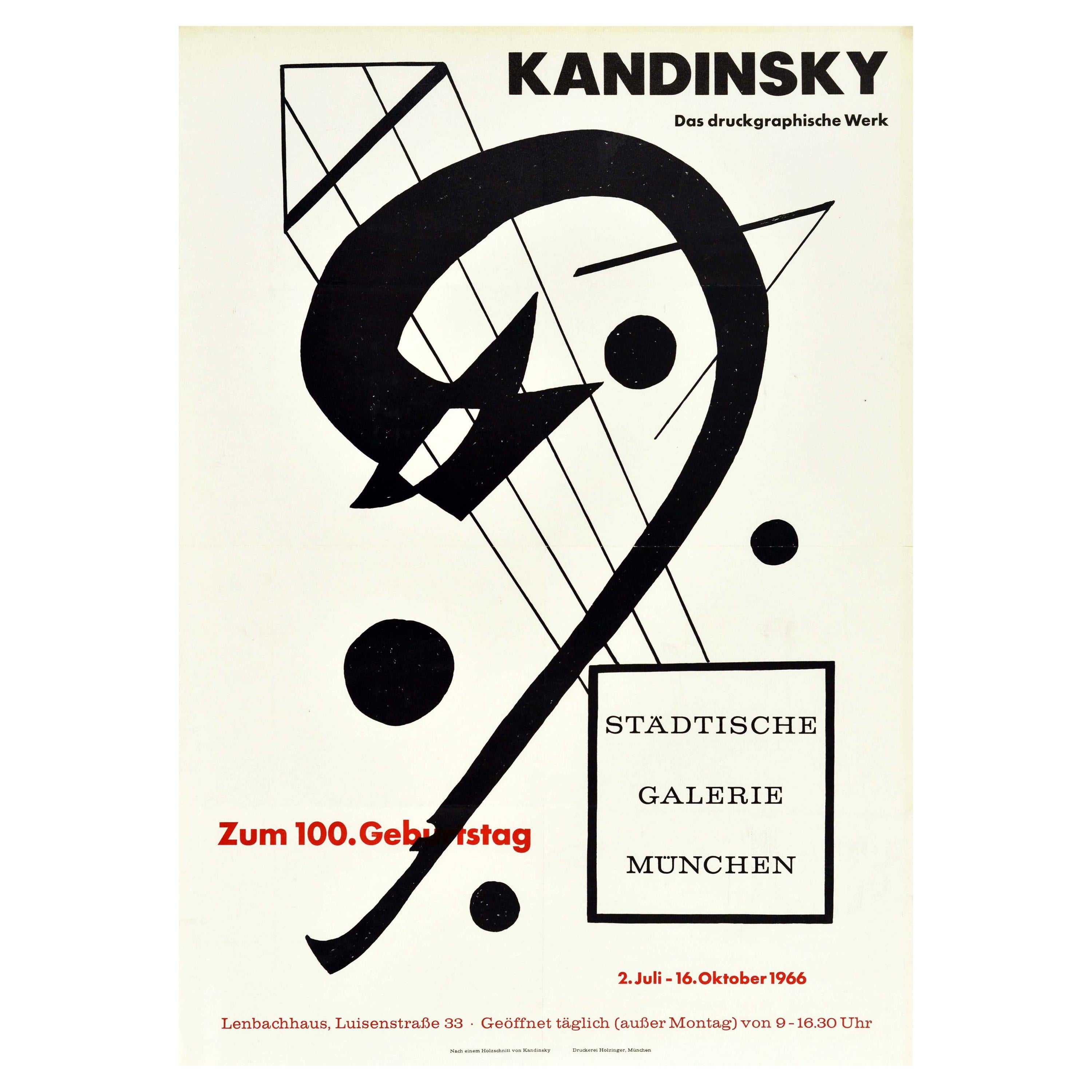 Original Vintage Poster Kandinsky Graphic Works Exhibition Munich Bauhaus Kites