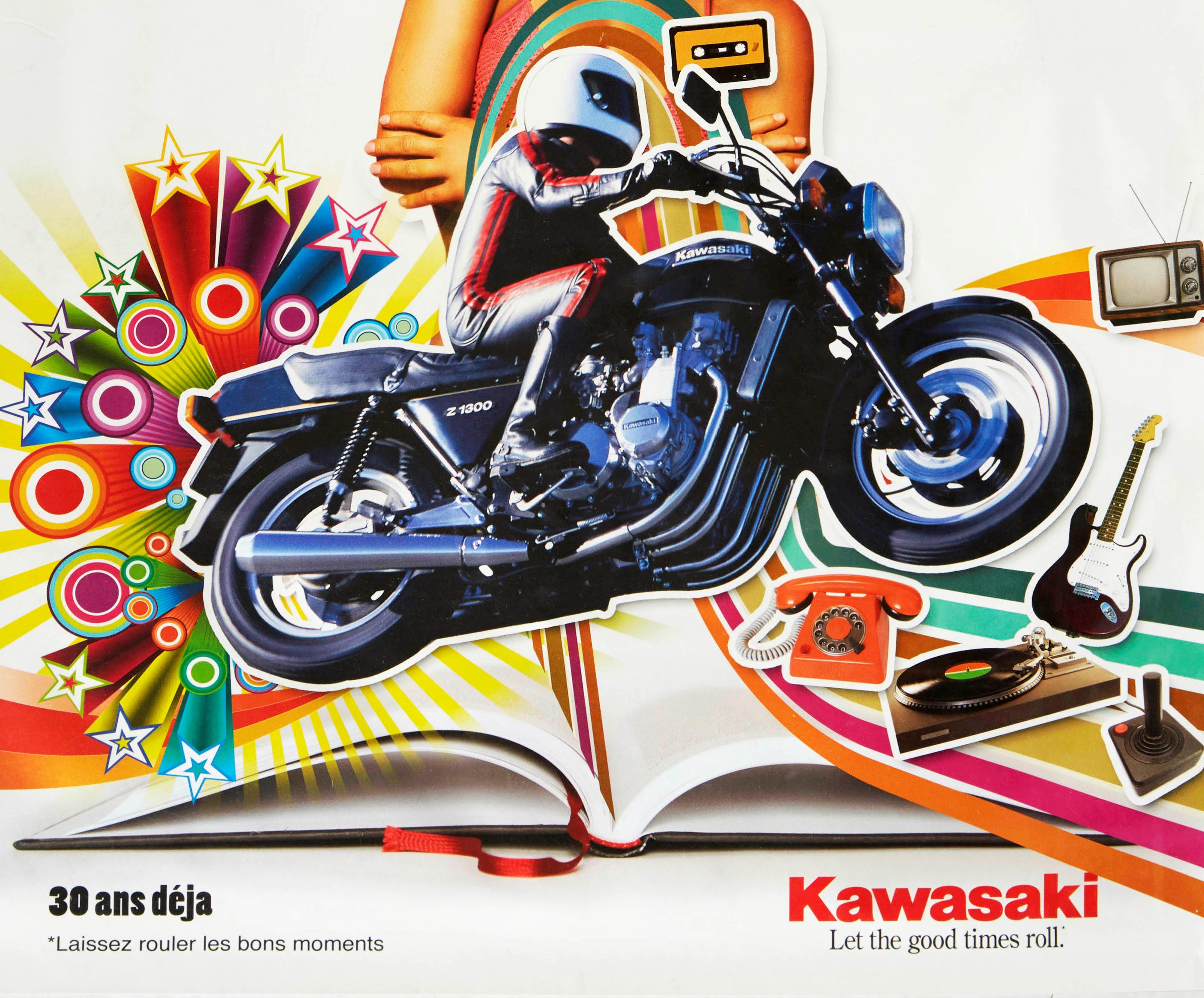 Francese Poster originale d'epoca Kawasaki Z1300 Sport Motorcycle Let The Good Times Roll (I bei tempi scorrono)
