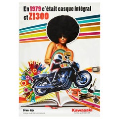 Poster originale d'epoca Kawasaki Z1300 Sport Motorcycle Let The Good Times Roll (I bei tempi scorrono)