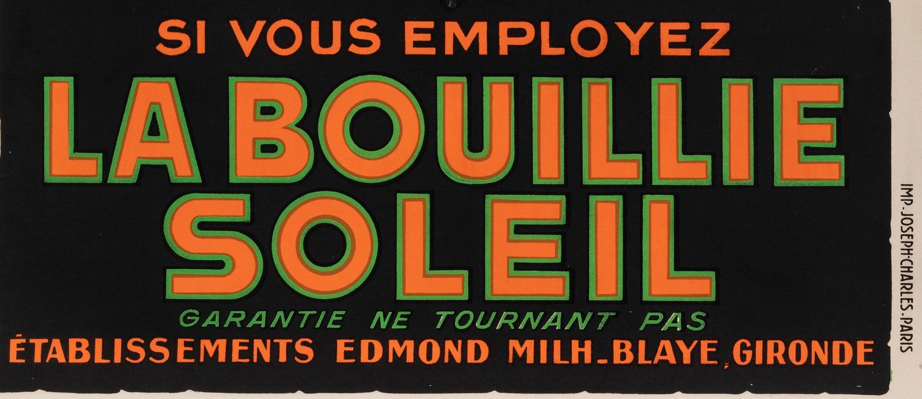 Art déco Affiche vintage originale, La Bouillie Soleil, Fertilizer, poker Card Game, 1930 en vente