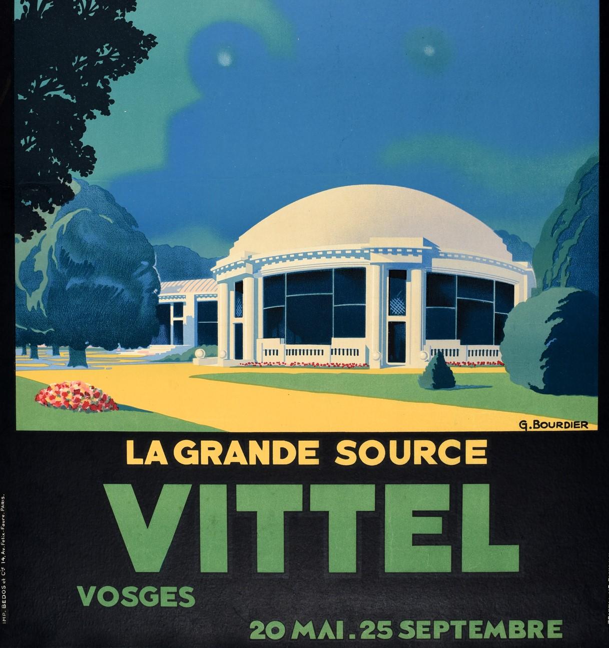 Vintage-Poster „La Grande Source Vittel“:: 5 Stunden von Paris:: Eisenbahn:: Vintage (Französisch) im Angebot