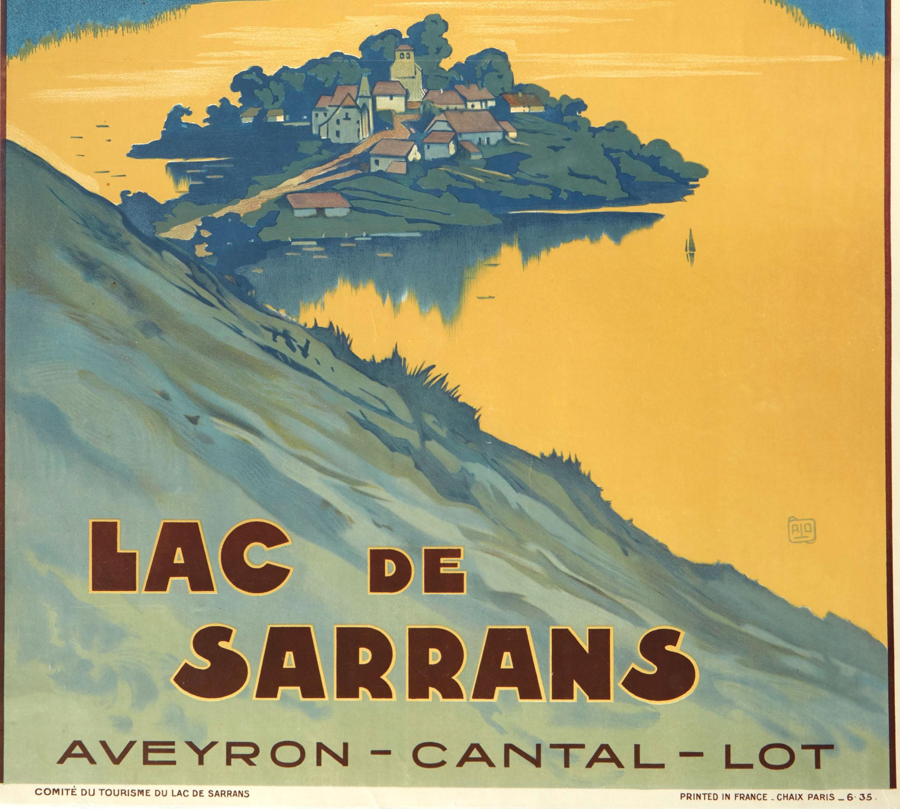 Art Deco Original Vintage Poster Lac De Sarrans Lake Chemins De Fer Railway Travel France