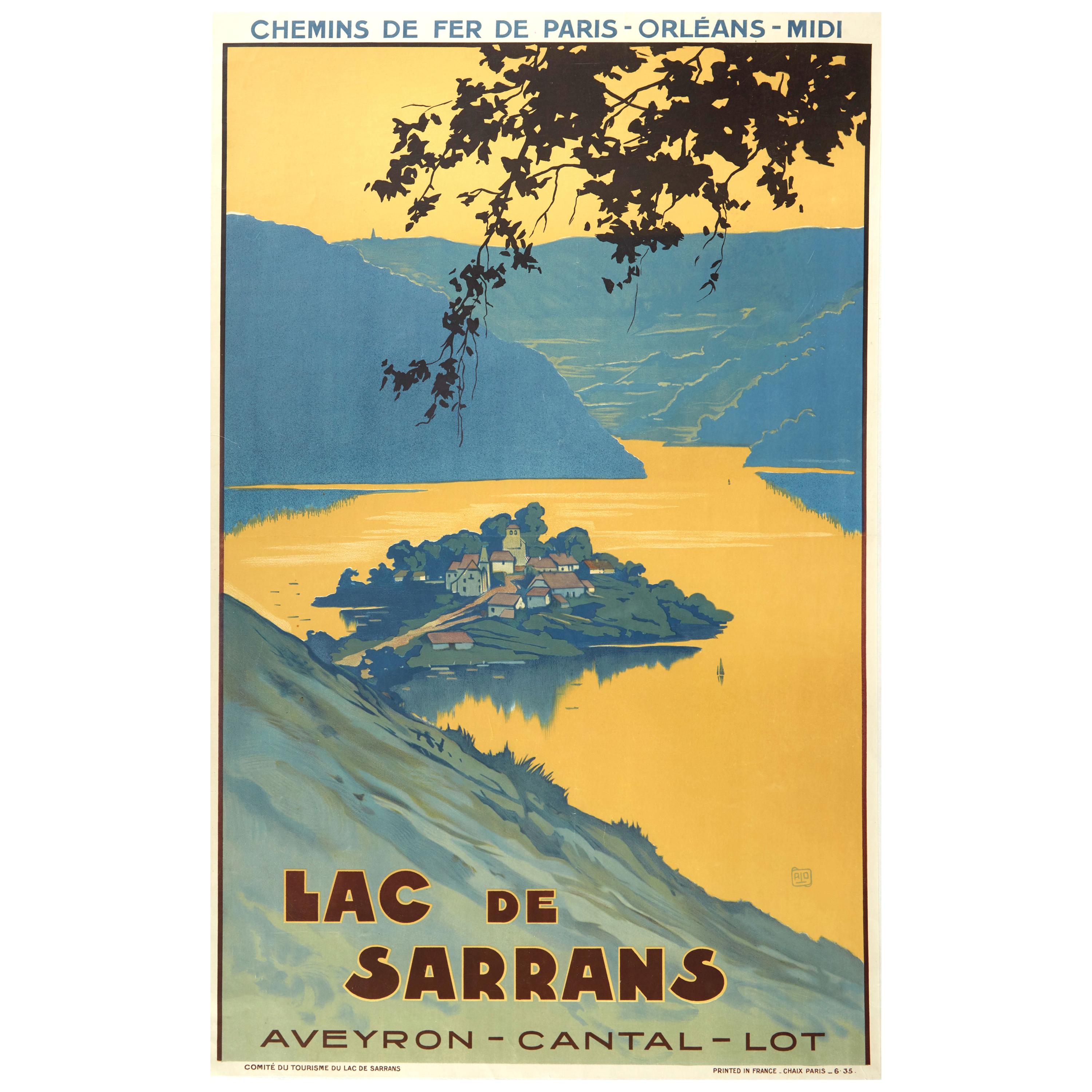 Original Vintage Poster Lac De Sarrans Lake Chemins De Fer Railway Travel France