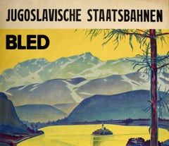 Original Vintage-Poster, Seebled-Insel, Jugoslawien, Eisenbahn, Reisen, Putnik Beograd