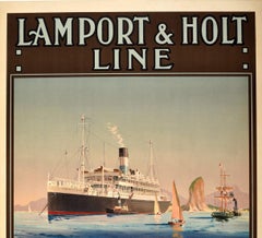 Original-Vintage-Poster Lamport & Holt Line, Südamerika, New York, Kreuzfahrt, Reisen