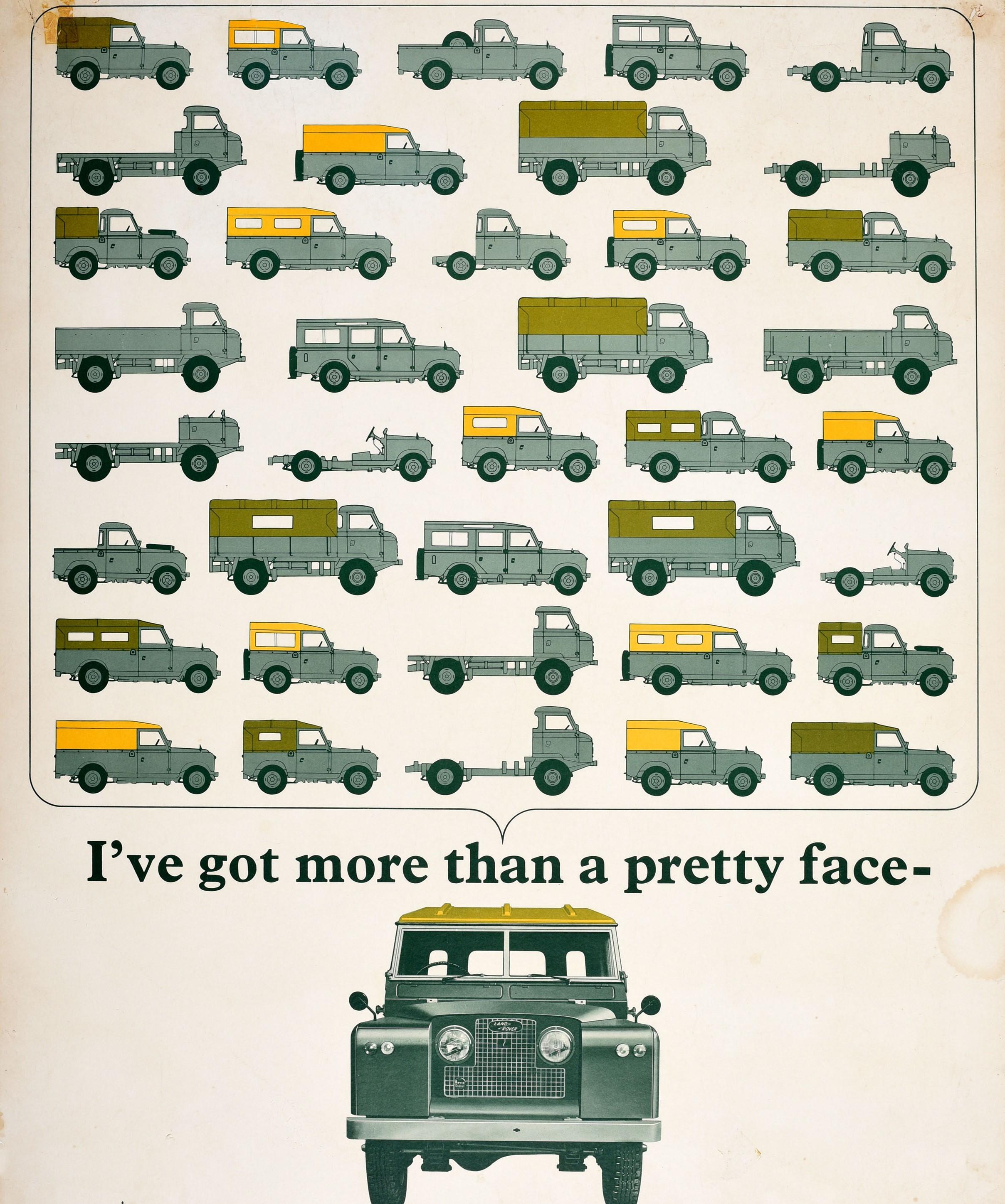 British Original Vintage Poster Land Rover More Than A Pretty Face 38 Body Styles Jeep