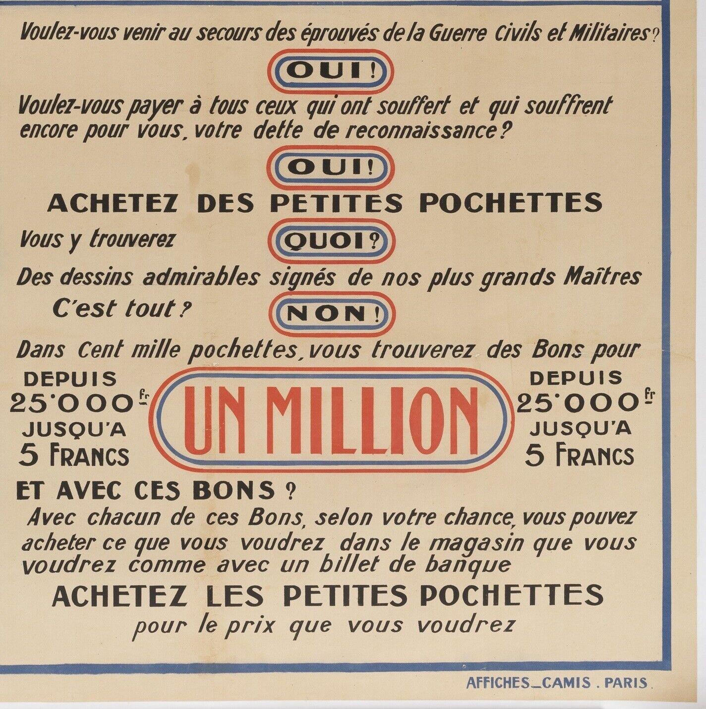 Français Affiche rétro originale de Tombola-Tombola, Première guerre mondiale, 1915 en vente