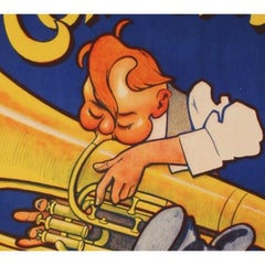 Laumond, Original Vintage Music Poster, Double Bass, Cat, Jazz, 1920