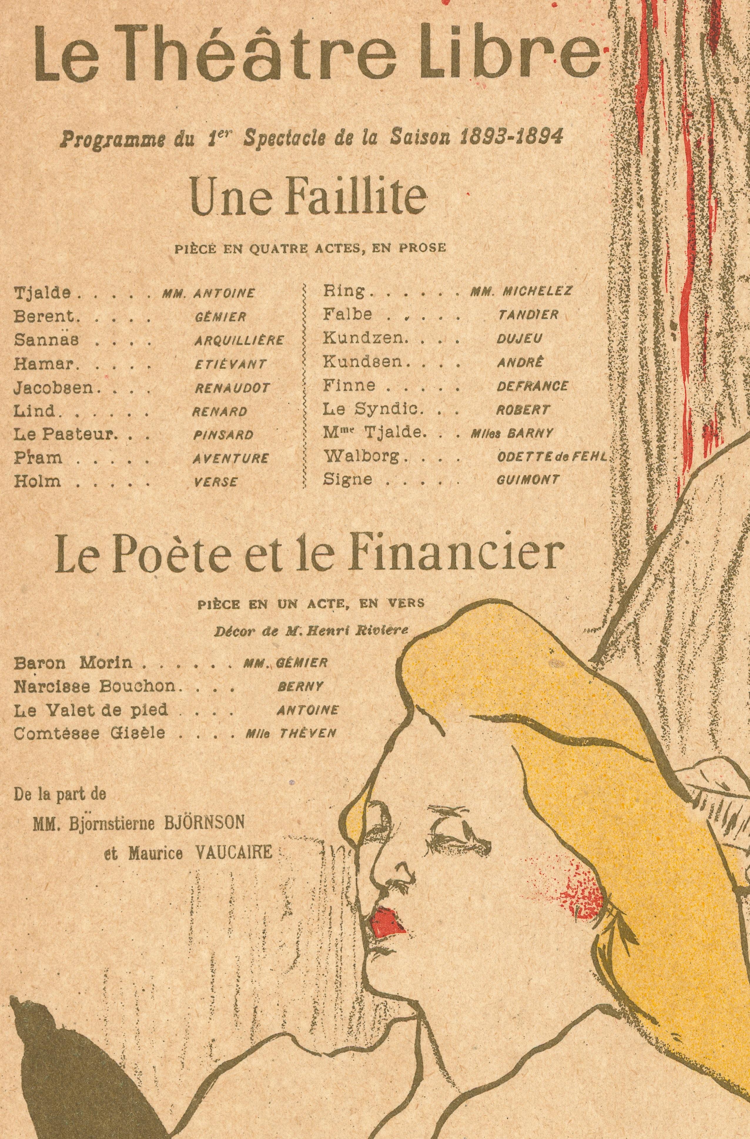 French Lautrec, Original Theatre Program, La Coiffure, Théâtre Libre, Ukiyo-e, 1893 For Sale