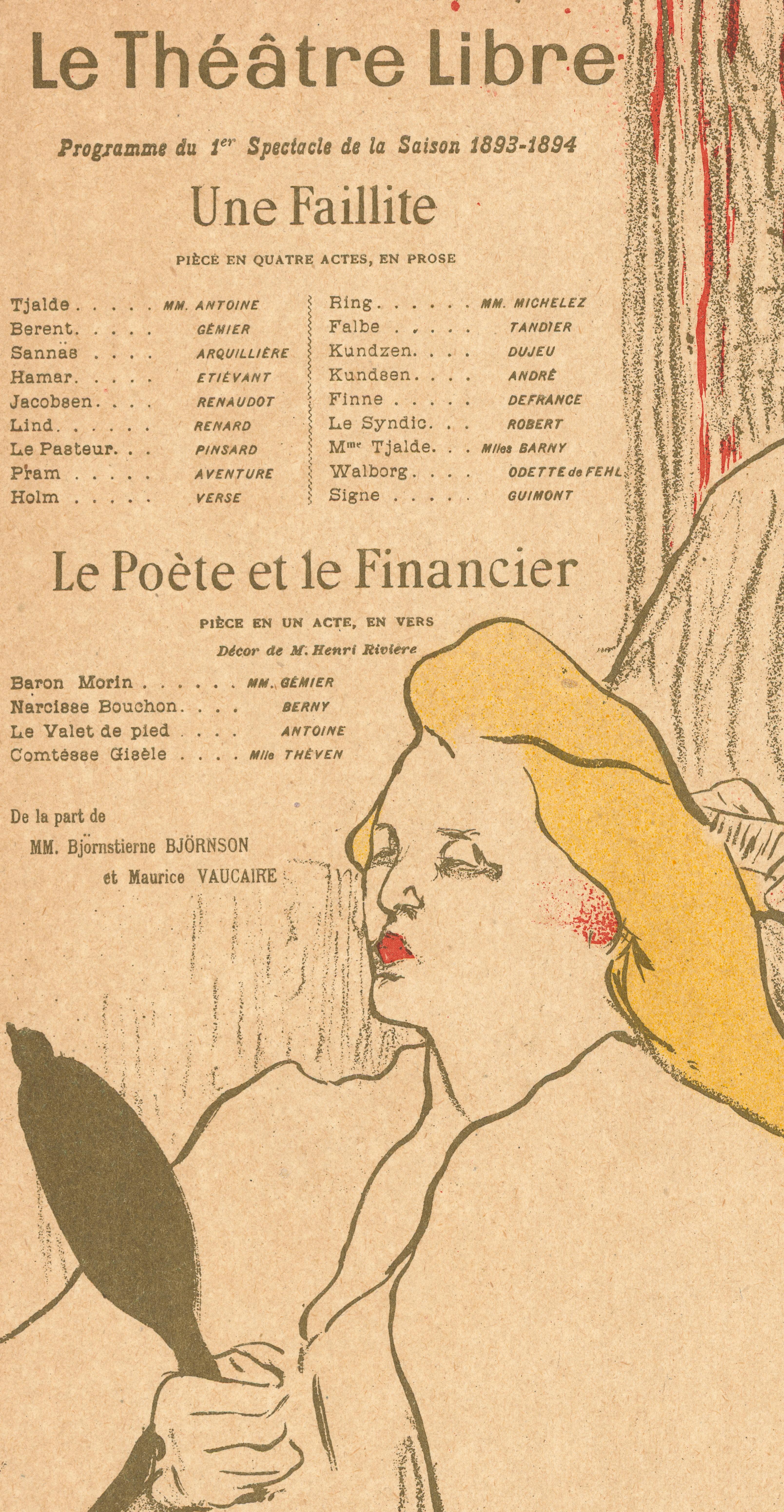 Lautrec, Original Theatre Program, La Coiffure, Théâtre Libre, Ukiyo-e, 1893 In Good Condition For Sale In SAINT-OUEN-SUR-SEINE, FR