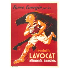 Original Vintage Poster Lavocat Strength Energy Horse Rugby Sport Speed Design