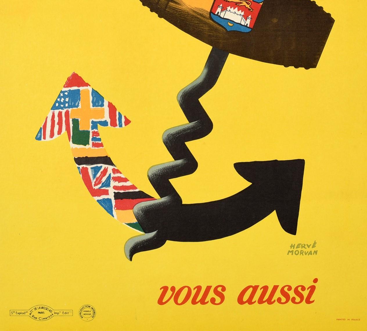 Original Vintage Poster Le Monde Entier Boit Du Bordeaux Wein Welt Getränk Frankreich im Zustand „Gut“ im Angebot in London, GB