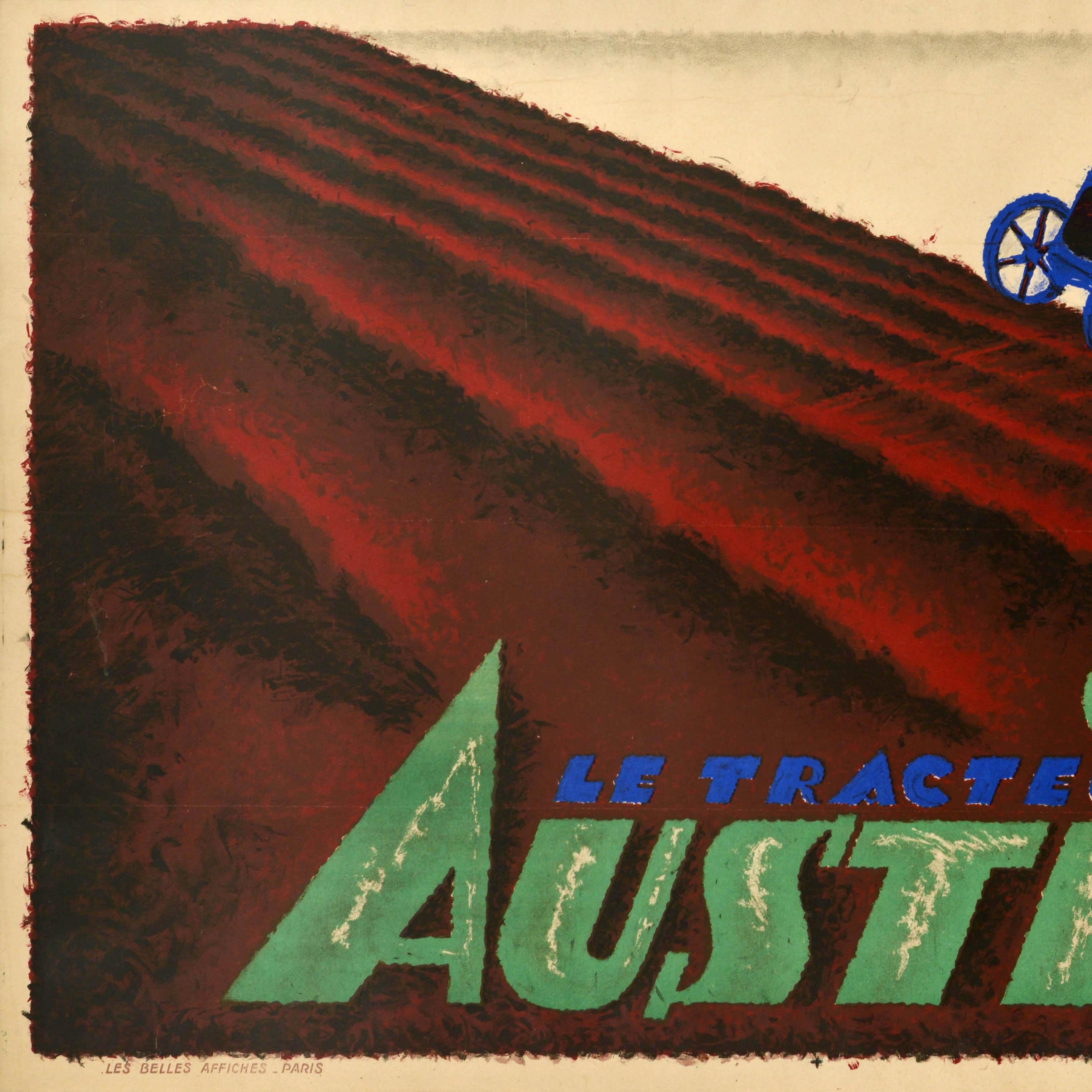 Art Déco Poster originale d'epoca Le Tracteur Austin Tractor Charles Loupot Art Deco in vendita