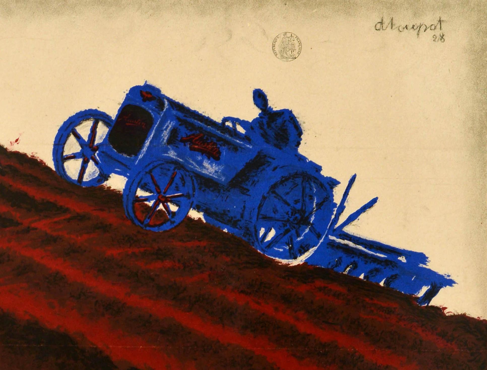 Poster originale d'epoca Le Tracteur Austin Tractor Charles Loupot Art Deco In condizioni buone in vendita a London, GB