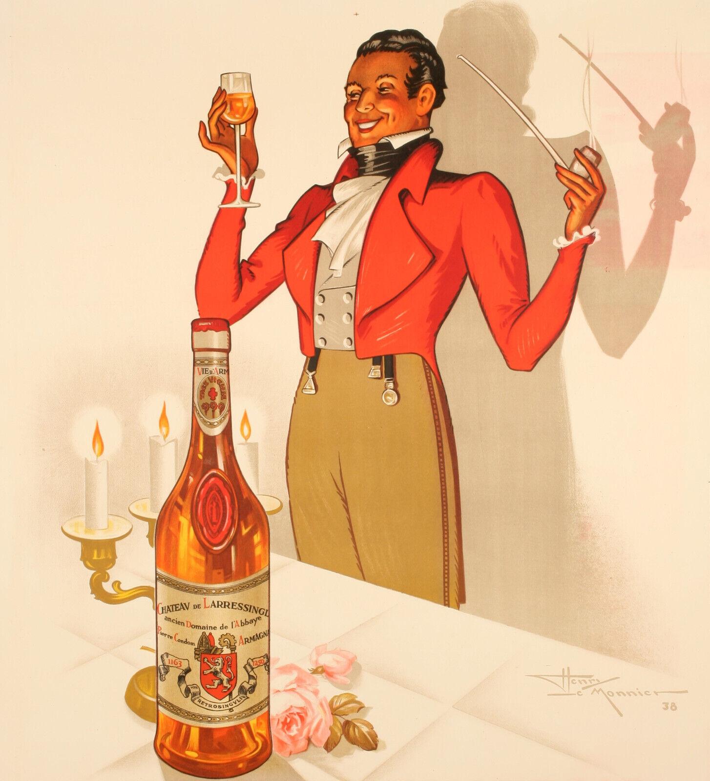 Original vintage poster-Lemonnier-Armagnac Chateau De Larressle-Liqueur, 1938

Additional details:
Materials and Techniques: Colour lithograph on paper
Color: Red, Black, Brown
Style: Art Deco
Type: Poster
Features: Signed
Subject: