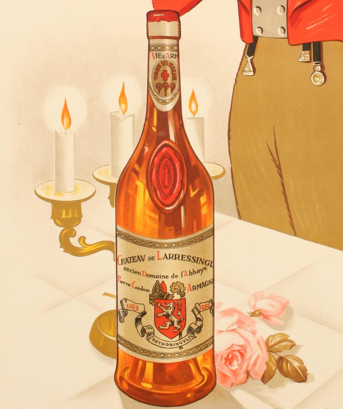 Affiche vintage d'origine - Lemonnier-Armagnac - Chateau De Larressle-Liqueur, 1938 Bon état - En vente à SAINT-OUEN-SUR-SEINE, FR