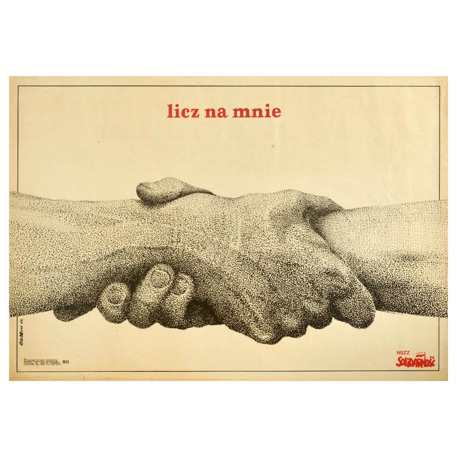 Original Vintage Poster Licz Na Mnie Solidarnosc Poland Solidarity Count On Me