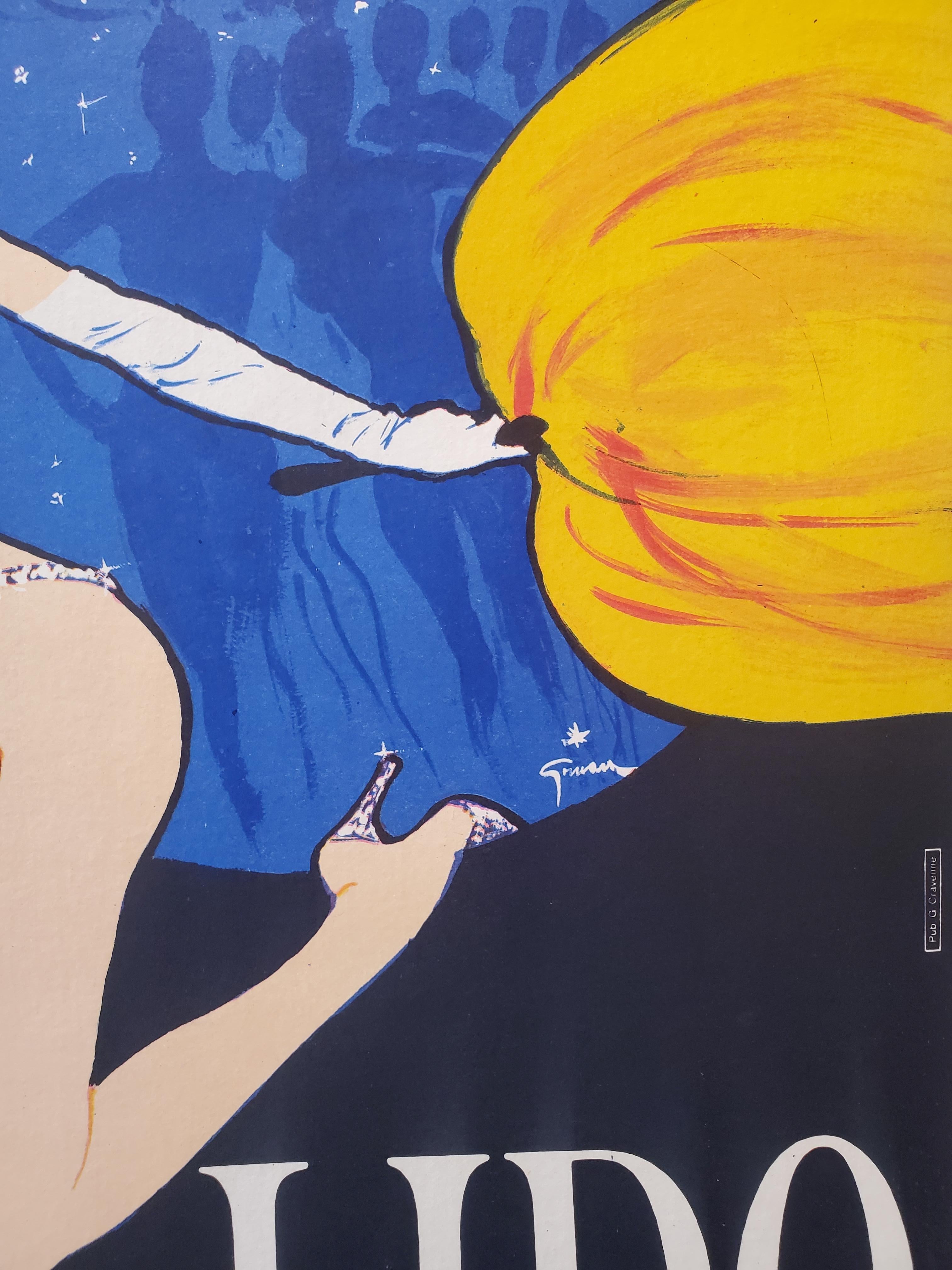 Originales Original-Vintage-Poster, „Lido Cocorico“ von Rene Gruau, 1971 im Zustand „Gut“ im Angebot in Melbourne, Victoria