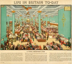 Original Vintage Poster Life In Britain To-Day Department Store Grace Golden