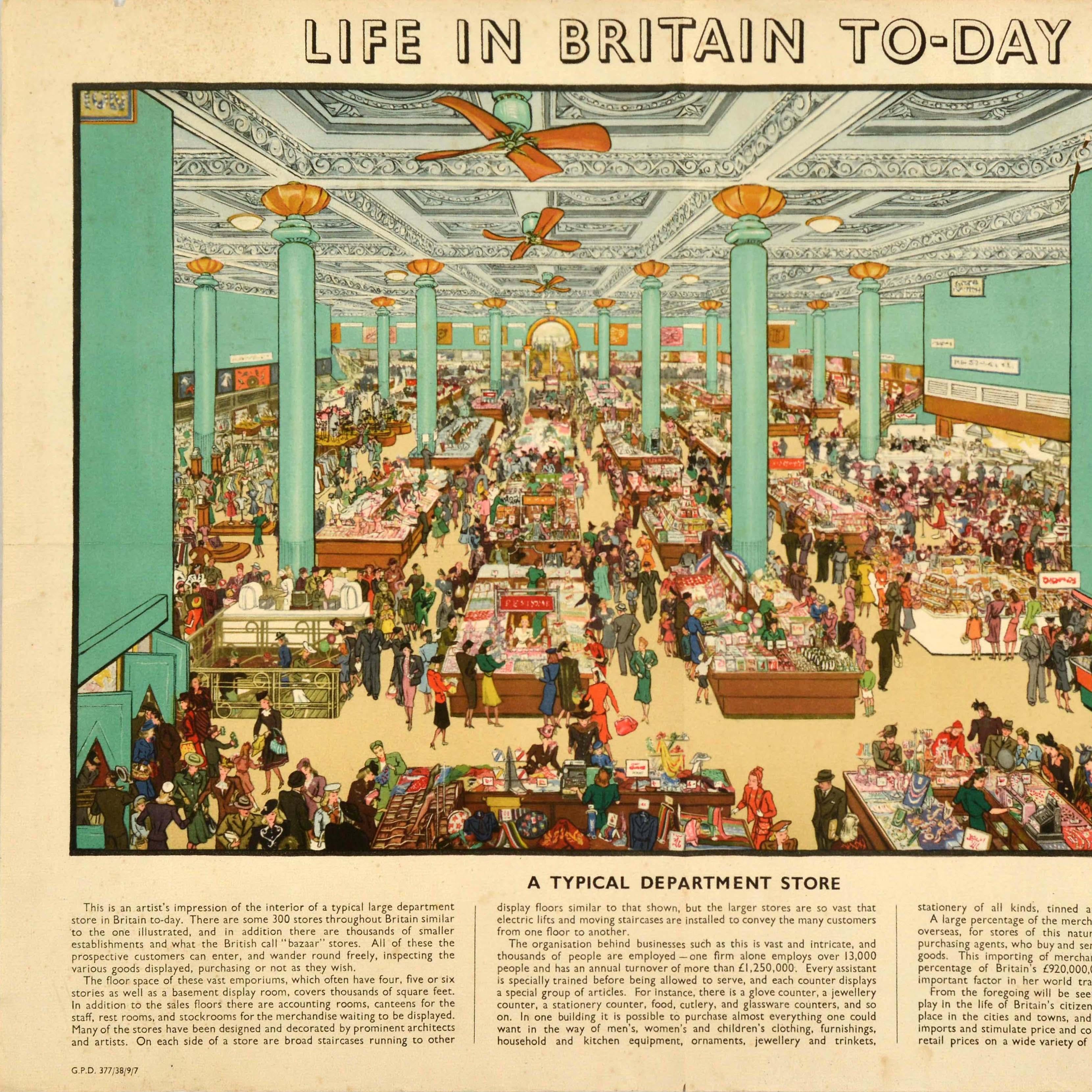 Original-Vintage-Poster, Life In Britain To-day, Kaufhaus Grace Golden, Grace Golden (Britisch) im Angebot
