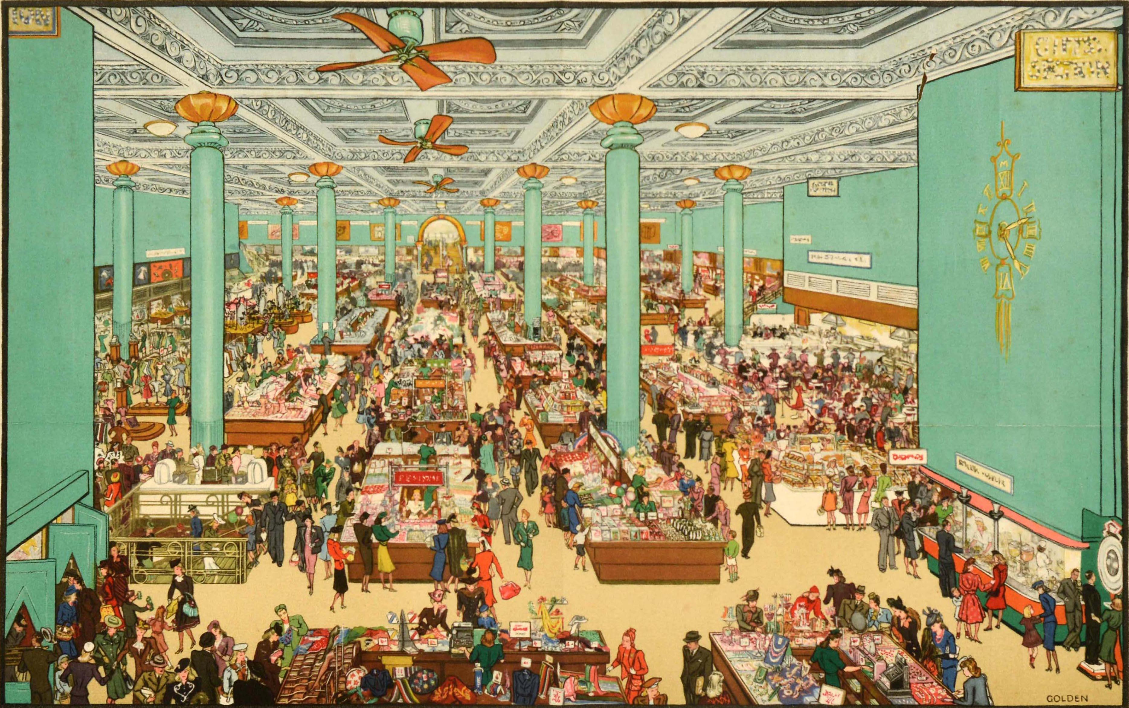 Original-Vintage-Poster, Life In Britain To-day, Kaufhaus Grace Golden, Grace Golden (Mitte des 20. Jahrhunderts) im Angebot