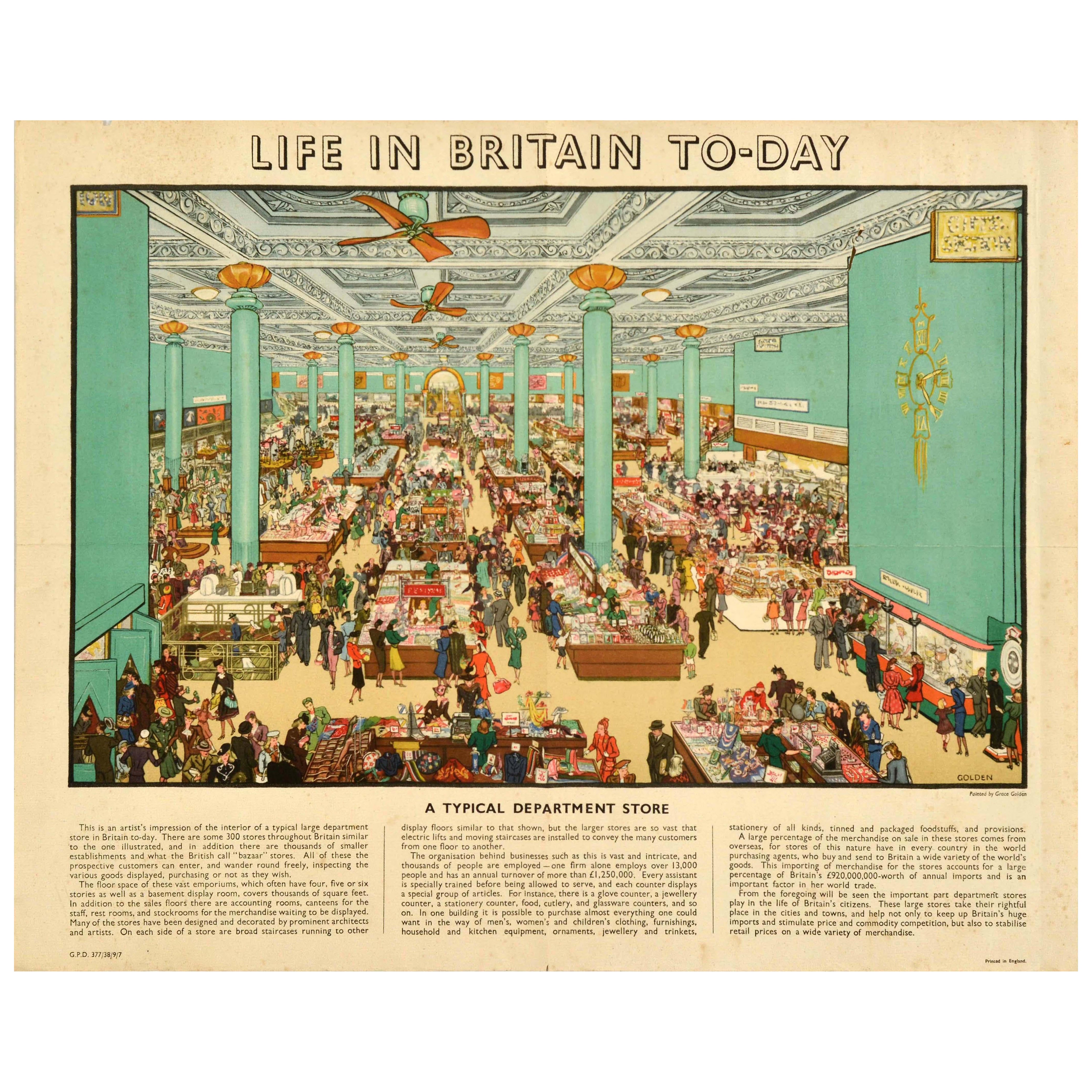 Original-Vintage-Poster, Life In Britain To-day, Kaufhaus Grace Golden, Grace Golden im Angebot